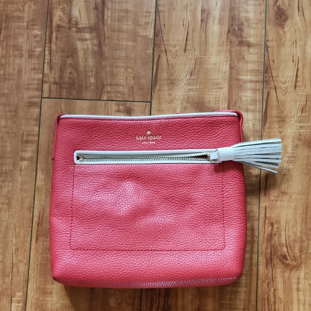 Kate Spade Pink Leather Shoulder Bag with White Tassel